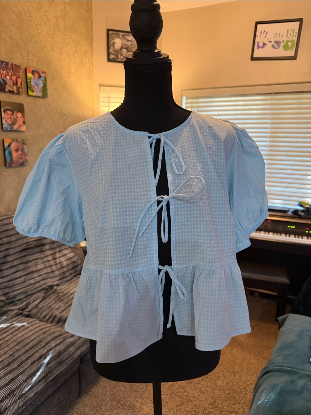 Wild Fable blue tie front shirt